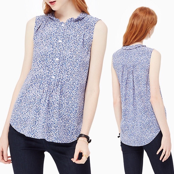 kate spade Tops - Kate Spade Floral Petals Pleated Sleeveless Hi Low